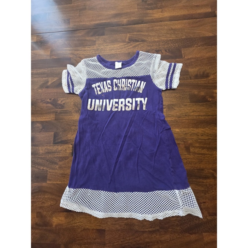 Girls'‎ Purple TCU Horned Frog Cheerleader Dress Size 7/8 Sku 7